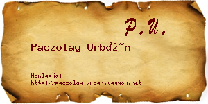Paczolay Urbán névjegykártya